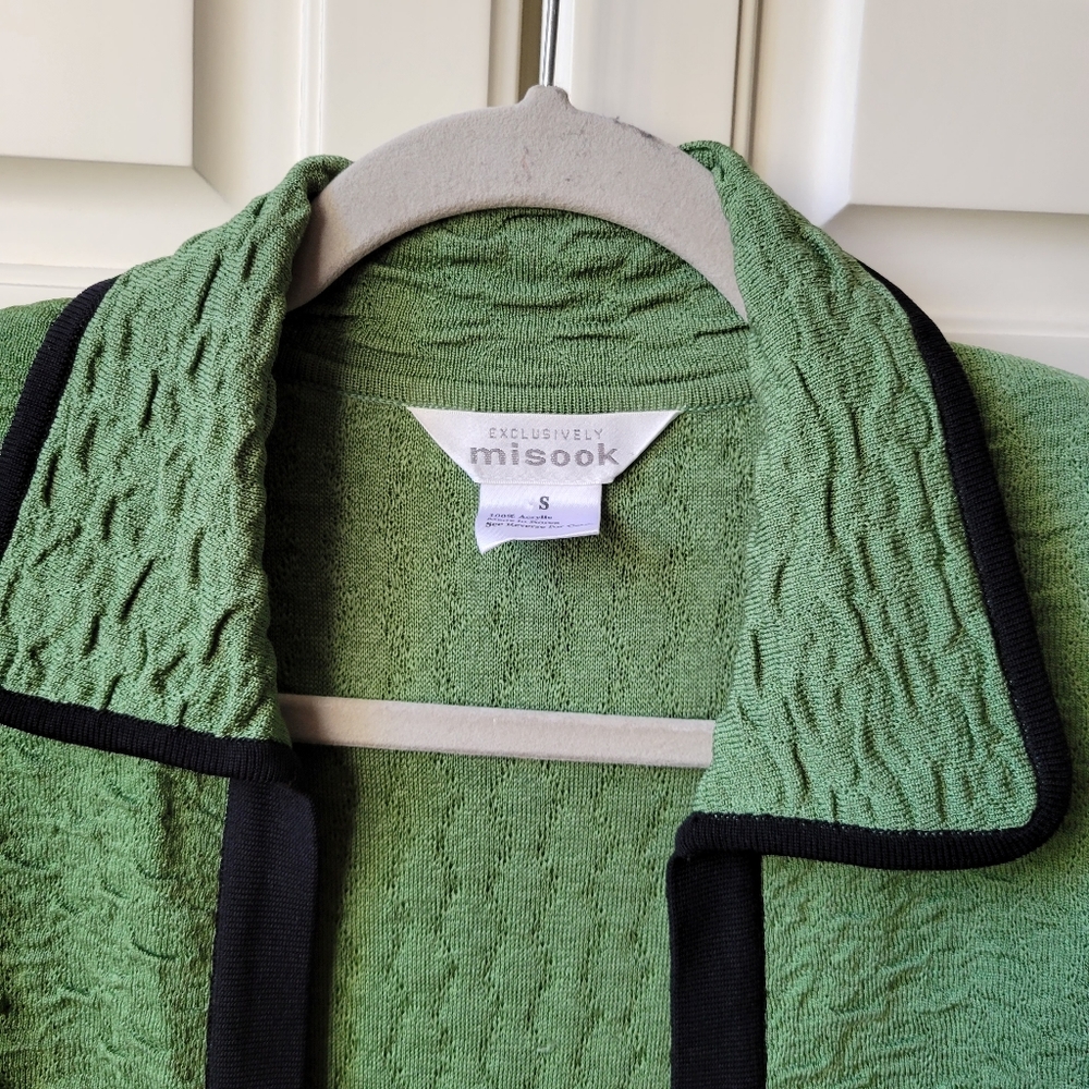 Exclusively Misook Green Open Front Cardigan - image 4